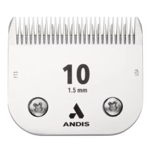 Andis – 64315, Ceramic Edge Detachable Pet Clipper Blade – Carbon-Infused Steel with Sharp Cutting Tech, Runs Cooler & Stays Sharper, Resists Rust & Heat, Size-10 - Fits AG, AGC & BDC Series, Chrome