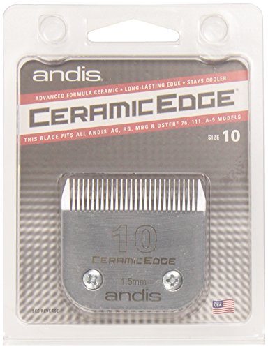 Andis – 64315, Ceramic Edge Detachable Pet Clipper Blade – Carbon-Infused Steel with Sharp Cutting Tech, Runs Cooler & Stays Sharper, Resists Rust & Heat, Size-10 - Fits AG, AGC & BDC Series, Chrome