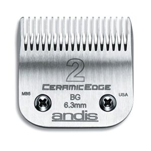 Andis 63030 Ceramic Edge Carbon-Infused Detachable Steel Clipper Blade - Ceramic Cutting Technology, Stays Sharper Longer - Fits All Andis Series - Size 2, 1/4-Inch (6.3mm) Cut Length, Silver