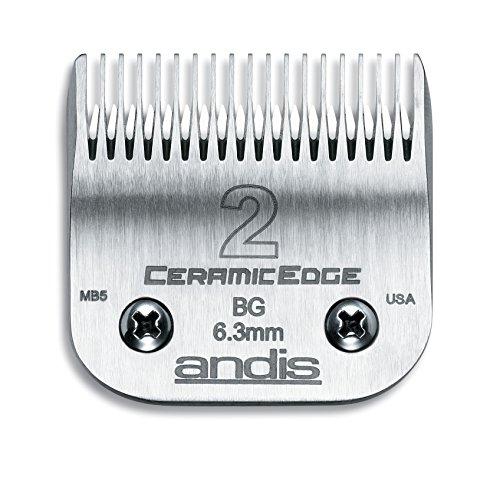 Andis 63030 Ceramic Edge Carbon-Infused Detachable Steel Clipper Blade - Ceramic Cutting Technology, Stays Sharper Longer - Fits All Andis Series - Size 2, 1/4-Inch (6.3mm) Cut Length, Silver