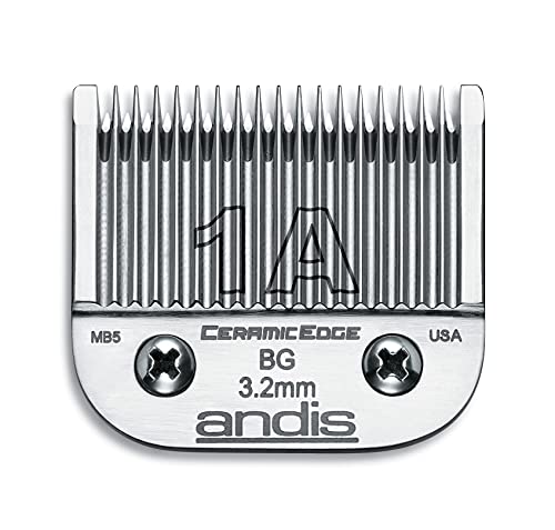 Andis - 63055, Ceramic Edge Carbon Infused Steel Detachable Clipper Blade - Ceramic Cutting Tech, Stays Sharper & Cooler - Fits in AG, AGC, BDC, BG, DBLC, FHC Series - Size A, 8 In Length, Chrome