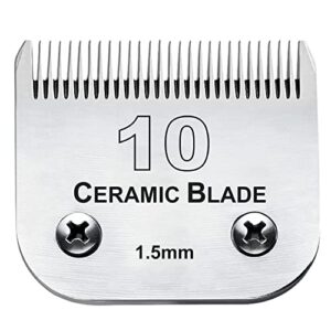 10 blade dog grooming clipper replacement blades compatible with andis/wahl / oster dog clippers,detachable ceramic blade & stainless steel blade,size-10, 1/16-inch cut length (64315)