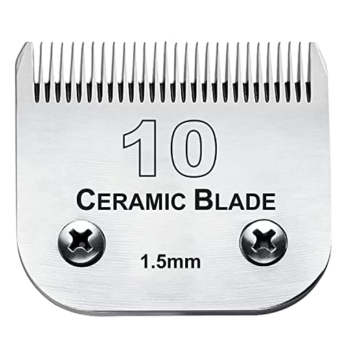 10 Blade Dog Grooming Clipper Replacement Blades Compatible with Andis/Wahl / Oster Dog Clippers,Detachable Ceramic Blade & Stainless Steel Blade,Size-10, 1/16-Inch Cut Length (64315)