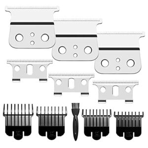 t outliner replacement blades compatible with andis t outliner/andis gtx/andis blackouts/andis t-outliner cordless/corded, including 2 packs sliver t blades & 4 packs black combs