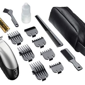 Andis 24870 Trim 'N Go Cordless Beard/Hair Trimmer Kit for Beard, Mustache, Stubble, Ear & Body Grooming – Close Cutting T-blade Zero Gapped - Black/Silver, 14-Piece