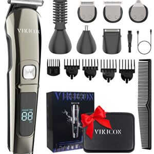 VIKICON Beard Trimmer for Men, All in 1 Mens Grooming Kit with Travel Case, IPX7 Waterproof Electric Razor Shavers, Hair Trimmer for Nose Mustache Face Body, Cordless Clippers, Gifts for Men, FK-8688T