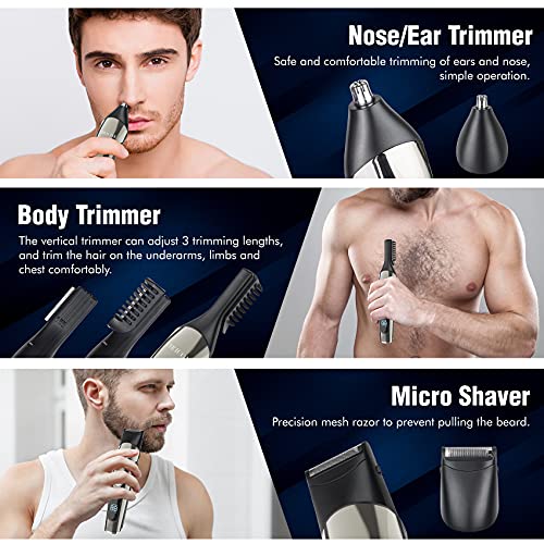 VIKICON Beard Trimmer for Men, All in 1 Mens Grooming Kit with Travel Case, IPX7 Waterproof Electric Razor Shavers, Hair Trimmer for Nose Mustache Face Body, Cordless Clippers, Gifts for Men, FK-8688T