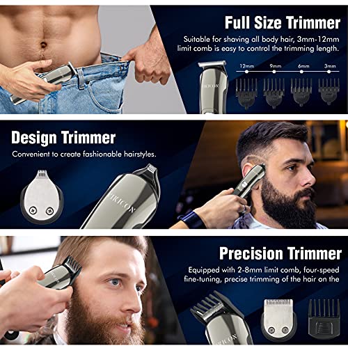 VIKICON Beard Trimmer for Men, All in 1 Mens Grooming Kit with Travel Case, IPX7 Waterproof Electric Razor Shavers, Hair Trimmer for Nose Mustache Face Body, Cordless Clippers, Gifts for Men, FK-8688T