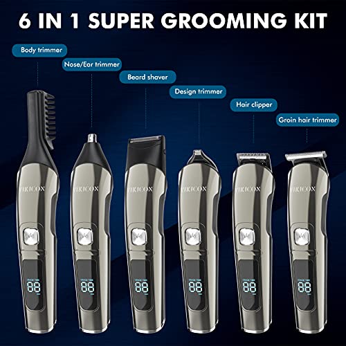 VIKICON Beard Trimmer for Men, All in 1 Mens Grooming Kit with Travel Case, IPX7 Waterproof Electric Razor Shavers, Hair Trimmer for Nose Mustache Face Body, Cordless Clippers, Gifts for Men, FK-8688T