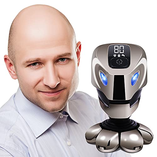 AW Robot 7D Head Shavers for Bald Men, Anti-Pinch Electric Razor for Men, 5-in-1 Mens Grooming Kit with Nose Hair Trimmer, Beard Trimmer for Men, Waterproof and Rechargeable Electric Shavers for Men