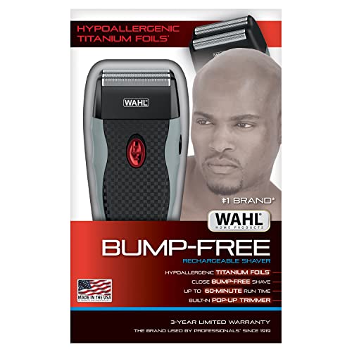 Wahl Bump-Free Rechargeable Foil Shaver with Hypoallergenic Titanium Cutters for Close, Smooth Shaving - Model 7339-300W