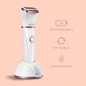 Andis 31015 Close Curves Electric Shaver for Women - Perfect for Legs, Bikini Area & Underarms Hair Removal - Rechargeable Cordless Wet & Dry Shaver, Lightweight - 6 Piece Kit