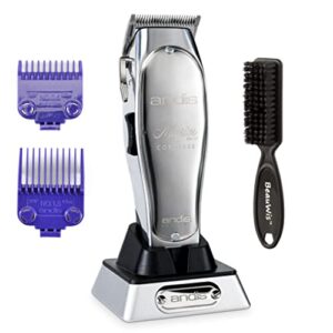 andis professional master cordless lithium-ion clipper (12470) – andis 01420 master clipper magnetic comb set — dual pack sizes 0.5 & 1.5, beauwis blade brush