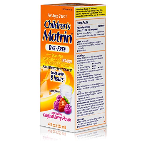 Children's Motrin Oral Suspension Medicine for Kids, 100mg Ibuprofen, Berry Flavored, 4 fl. oz