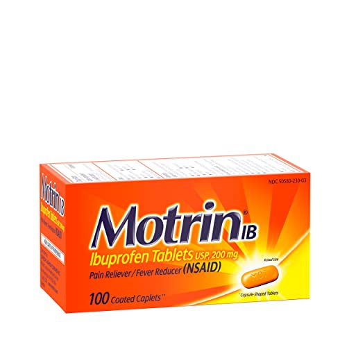 Motrin IB, Ibuprofen 200mg Tablets, Pain Reliever & Fever Reducer for Muscular Aches, Headache, Backache, Menstrual Cramps & Minor Arthritis Pain, NSAID, 100 Ct