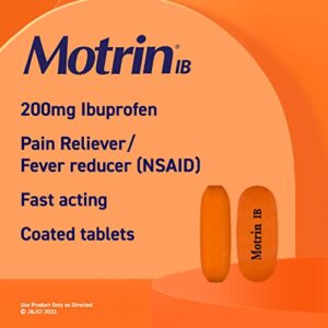Motrin IB, Ibuprofen 200mg Tablets, Pain Reliever & Fever Reducer for Muscular Aches, Headache, Backache, Menstrual Cramps & Minor Arthritis Pain, NSAID, 100 Ct