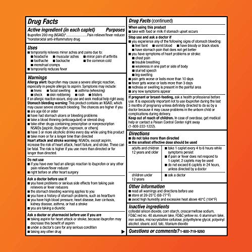 Amazon Basic Care Ibuprofen Tablets, 200 mg, Pain Reliever/Fever Reducer, 100 Count