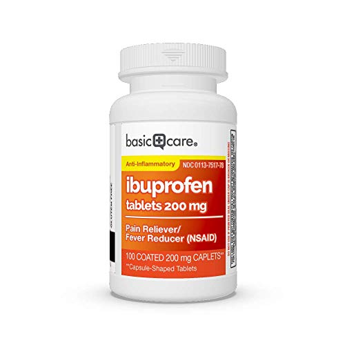 Amazon Basic Care Ibuprofen Tablets, 200 mg, Pain Reliever/Fever Reducer, 100 Count