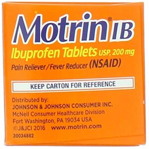 Motrin IB Ibuprofen Tablets, 200 Mg, 50 Count (Pack of 2)