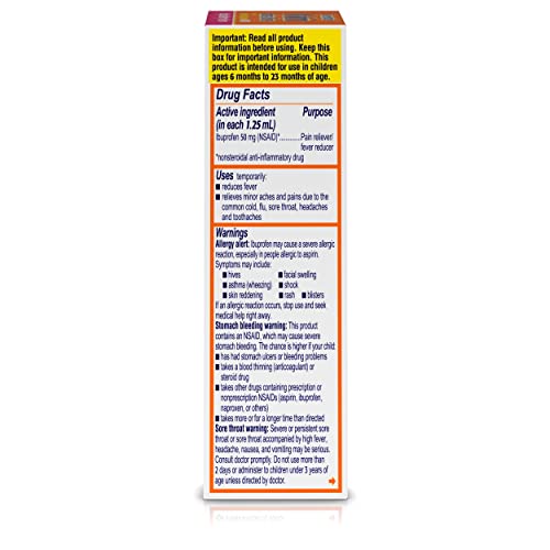 Motrin Infants Concentrated Drops, Fever Reducer, Ibuprofen, Berry Flavored.5 Oz (Pack of 2)