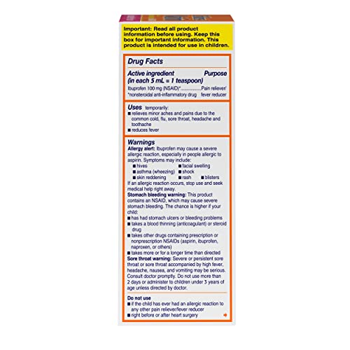 Motrin Children's Oral Suspension, Ibuprofen,Pain Relief, 4 Oz