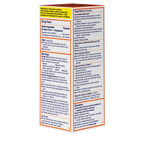 Motrin Children's Oral Suspension, Ibuprofen,Pain Relief, 4 Oz