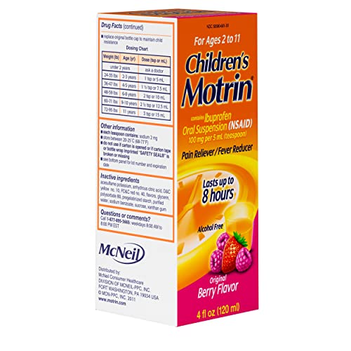 Motrin Children's Oral Suspension, Ibuprofen,Pain Relief, 4 Oz