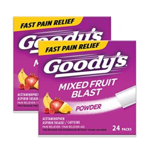 goody’s extra strength headache powder, mixed fruit blast flavor dissolve packs, 24 individual packets, 2 pack