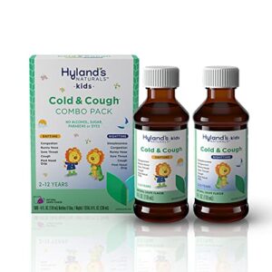 Kids Cold Medicine for Ages 2+, Hyland's Naturals Kids Cold & Cough, Day and Night Value Pack, Grape Syrup, Cough Medicine for Kids, 4 Fl Oz Each, 2 Count (Pack of 1)