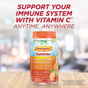 Emergen-C 750mg Vitamin C Gummies for Adults, Immunity Gummies with B Vitamins, Gluten Free, Orange, Tangerine and Raspberry Flavors - 45 Count