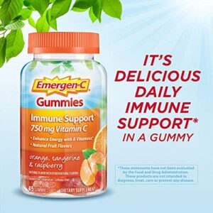 Emergen-C 750mg Vitamin C Gummies for Adults, Immunity Gummies with B Vitamins, Gluten Free, Orange, Tangerine and Raspberry Flavors - 45 Count