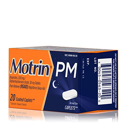 Motrin PM Caplets, Ibuprofen, Relief from Minor Aches and Pains, Nighttime, 20 Count