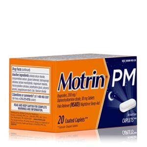 Motrin PM Caplets, Ibuprofen, Relief from Minor Aches and Pains, Nighttime, 20 Count