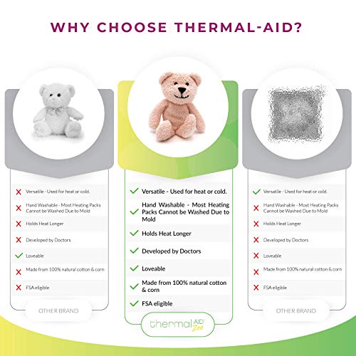 Thermal-Aid Zoo — Mini Bella The Pink Bear — Kids Hot and Cold Pain Relief Boo Boo Tool — Heating Pad Microwavable Stuffed Animal and Cooling Pad — Easy Wash, Natural Sleep Aid — Pregnancy Must-Haves