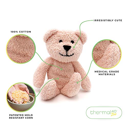 Thermal-Aid Zoo — Mini Bella The Pink Bear — Kids Hot and Cold Pain Relief Boo Boo Tool — Heating Pad Microwavable Stuffed Animal and Cooling Pad — Easy Wash, Natural Sleep Aid — Pregnancy Must-Haves