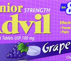 Junior Strength Advil (40 Count, Grape Flavour) Ibuprofen Chewable Tablets for Relief of Pain Fever