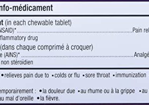 Junior Strength Advil (40 Count, Grape Flavour) Ibuprofen Chewable Tablets for Relief of Pain Fever