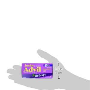 Junior Strength Advil (40 Count, Grape Flavour) Ibuprofen Chewable Tablets for Relief of Pain Fever