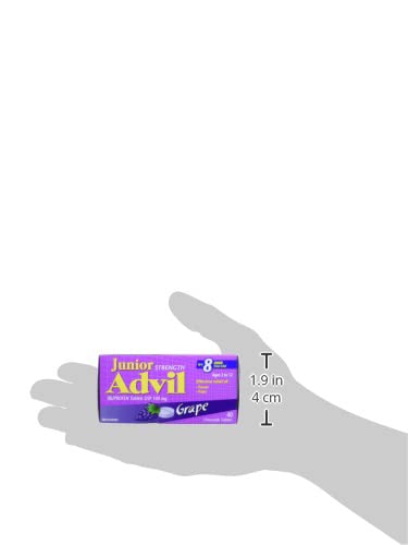 Junior Strength Advil (40 Count, Grape Flavour) Ibuprofen Chewable Tablets for Relief of Pain Fever