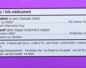 Junior Strength Advil (40 Count, Grape Flavour) Ibuprofen Chewable Tablets for Relief of Pain Fever