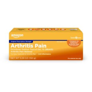 amazon basic care arthritis pain relieving gel, diclofenac sodium topical gel, 1% (nsaid),150 grams