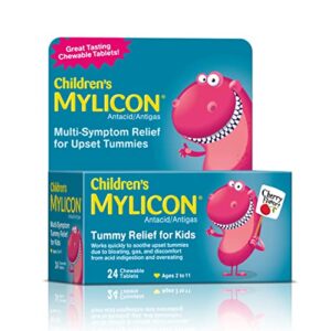 mylicon children’s tummy relief for kids, 24 cherry flavored chewable tablets