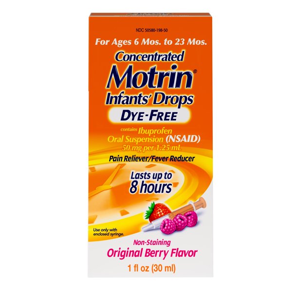 Motrin Pain Reliever/Fever Reducer Infants' Drops Concentrated Dye-Free Berry Flavor (Pack of 2) by Motrin