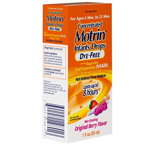 Motrin Pain Reliever/Fever Reducer Infants' Drops Concentrated Dye-Free Berry Flavor (Pack of 2) by Motrin