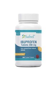 safrel ibuprofen tablets 200 mg (nsaid), 500 count, pain reliever/fever reducer | toothache, headache, muscle aches, menstrual cramps, back & arthritis pain relief | value pack