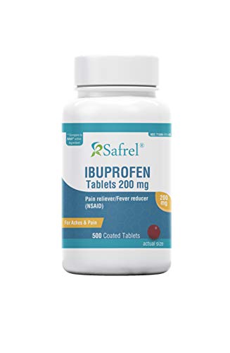 Safrel Ibuprofen Tablets 200 mg (NSAID), 500 Count, Pain Reliever/Fever Reducer | Toothache, Headache, Muscle Aches, Menstrual Cramps, Back & Arthritis Pain Relief | Value Pack