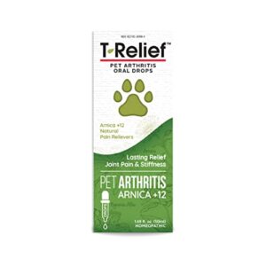 medinatura t-relief pet arthritis pain relief arnica +12 powerful natural medicines help reduce hip & joint pain, soreness & stiffness – fast-acting soother for dog & cat – 1.69 oz