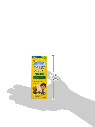 Cold Medicine for Kids Ages 2+ by Hyland's, Cold 'n Mucus Relief Liquid, Natural Relief of Mucus & Congestion, Runny Nose, Cough, 4 Ounces