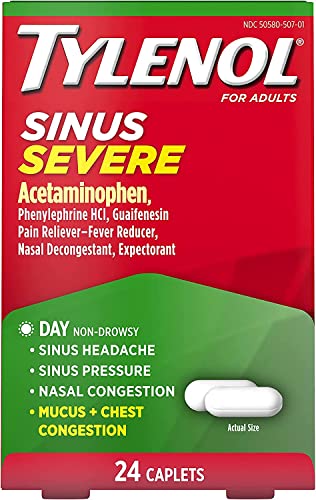 TYLENOL Sinus Congestion & Pain, Severe Caplets Daytime Non-Drowsy 24 EA (Pack of 3)