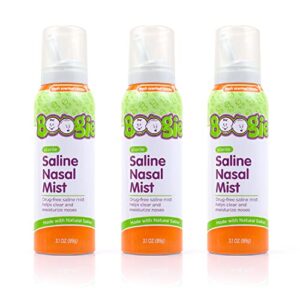 boogie mist baby saline nasal spray, nasal decongestant, made with saline, fresh, 3.1 ounce (pack of 3)